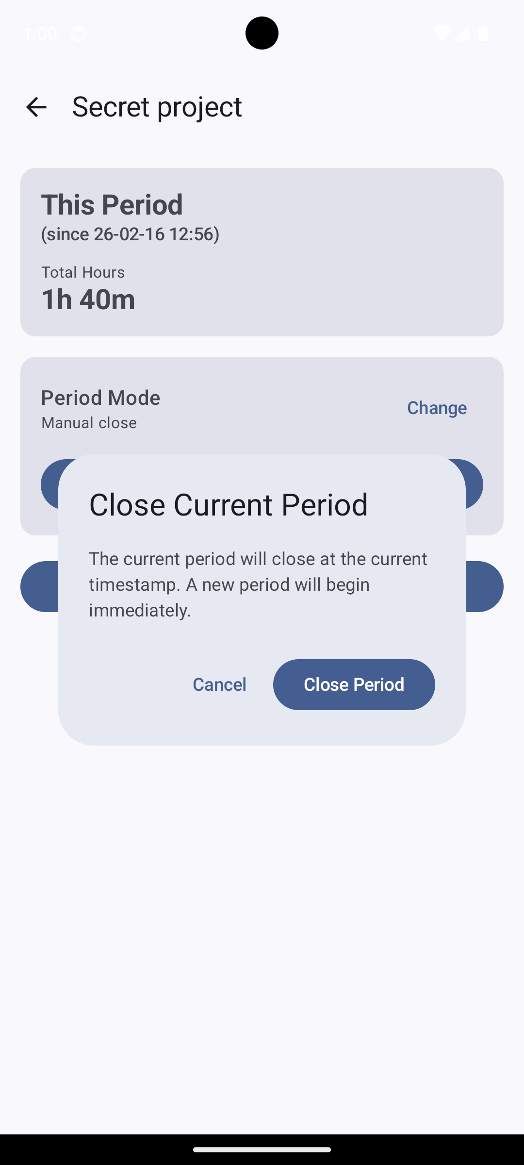 Closing a manual period